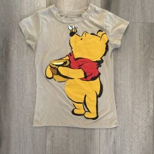 Disney Winnie The Pooh Girls T-Shirt L/G (10-12) Beige Polyester Short Sleeve